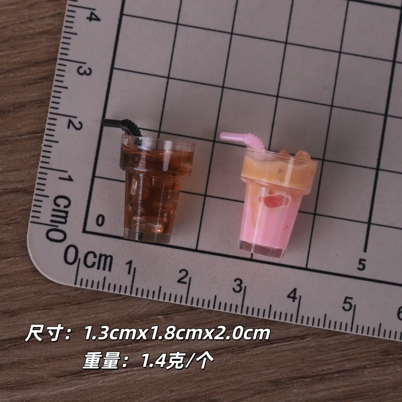 4pcs Mini Iced Americano Coffee Cup with Straw DIY Drink Dollhouse Miniature Keychain Pendant Table Decor Food Props Accessories