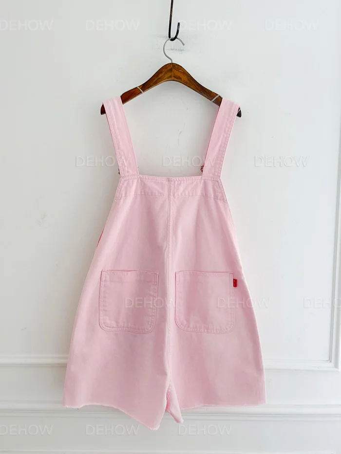 SML 3Colors Summer korean preppy style Jumpsuit Denim Overalls Casual Girls Pink Straight Jeans Shorts womens (xh6276)