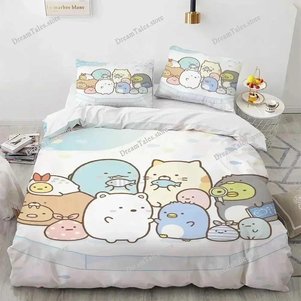 

3D Anime Kawaii Cartoon Sumikko Gurashi Bedding Set Double Twin King Duvet Cover Comforter Pillowcase Boys Girls Adults Bedroom7