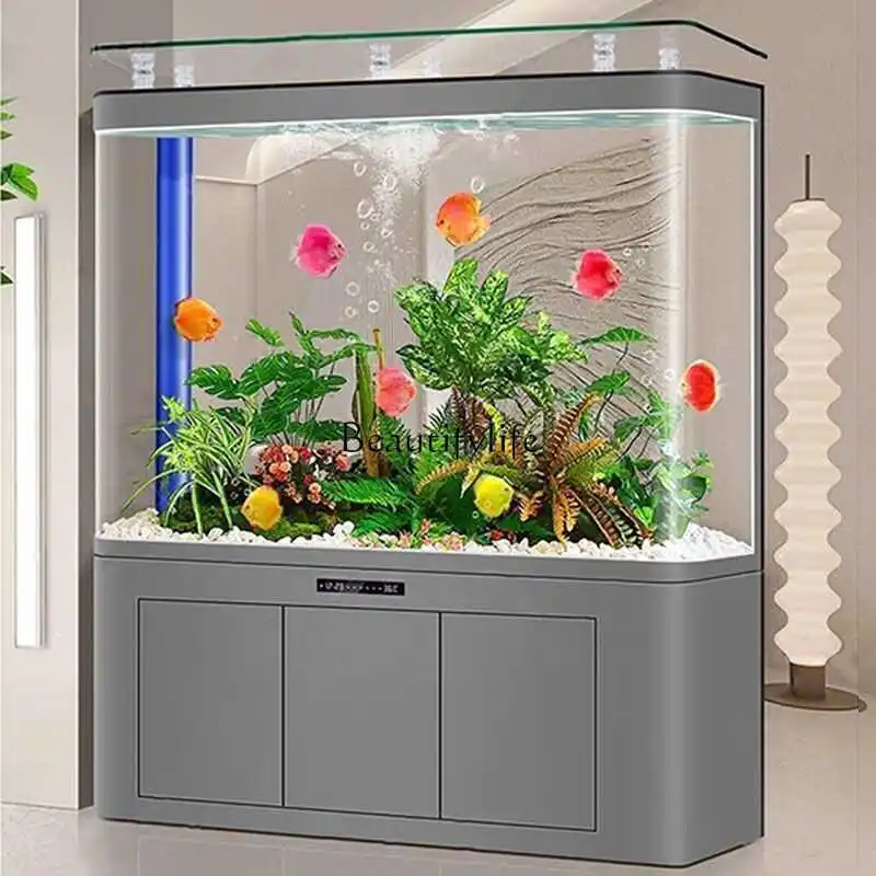 

Fish tank floor-to-ceiling household small ecological water-free partition screen fish tank integrated