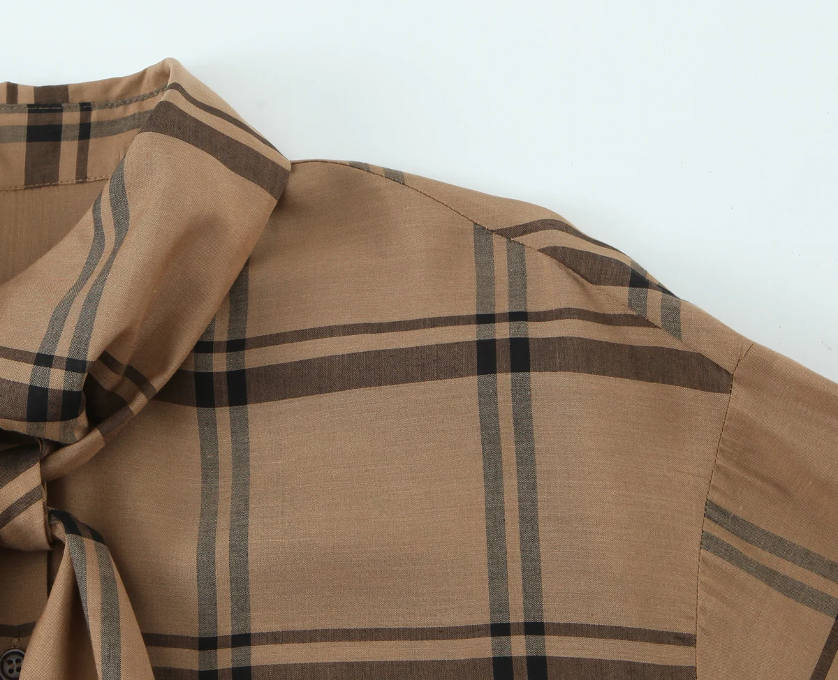 Herfst nieuwe collectie dames casual modieus losvallend veelzijdig gestreept overhemd met strikkraag