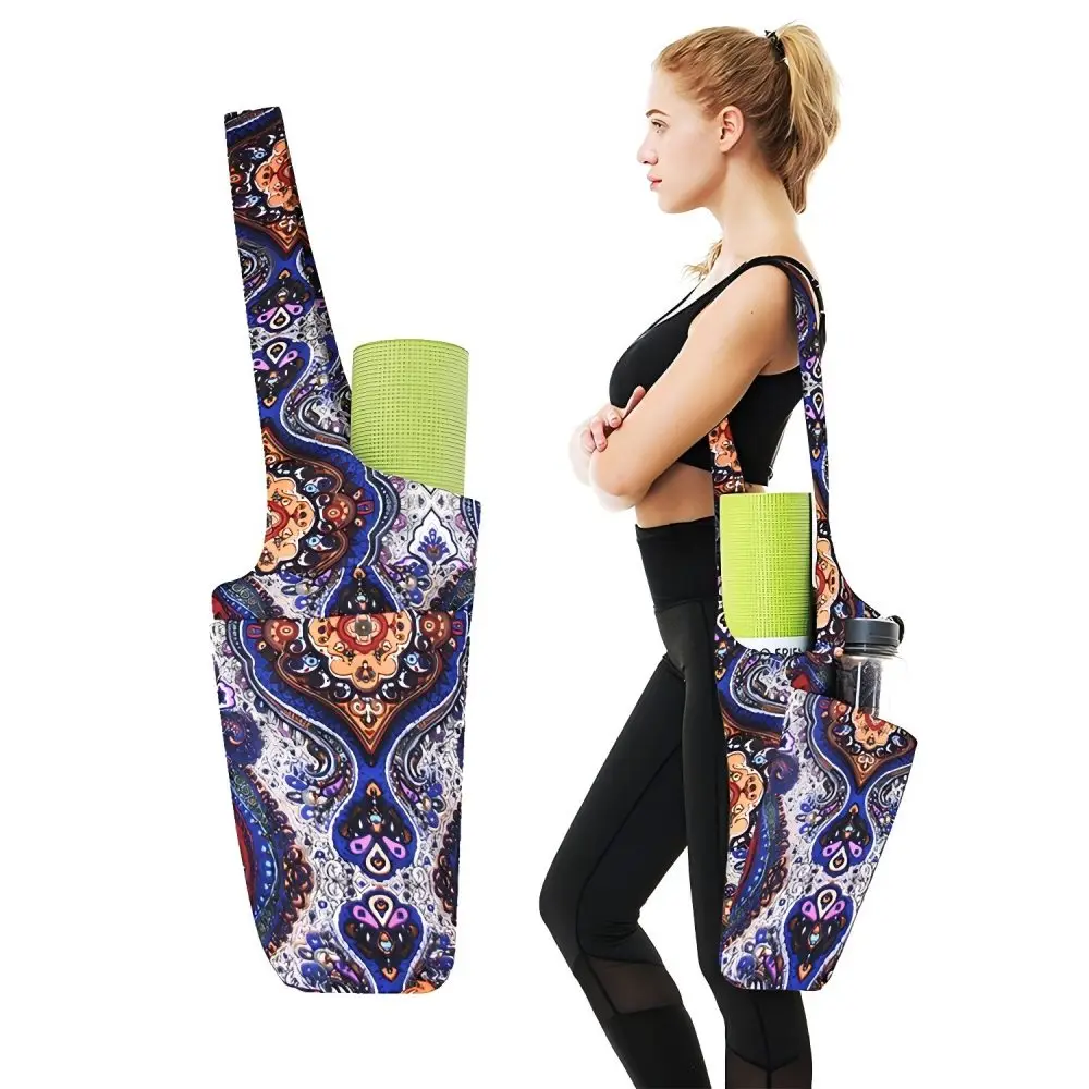 

1PC Portable Canvas Yoga Mat Bag Printed Pilates Mat Fitness Dance Sports Mat Bag Single Piece Stylish Canvas Yoga Mat Bag