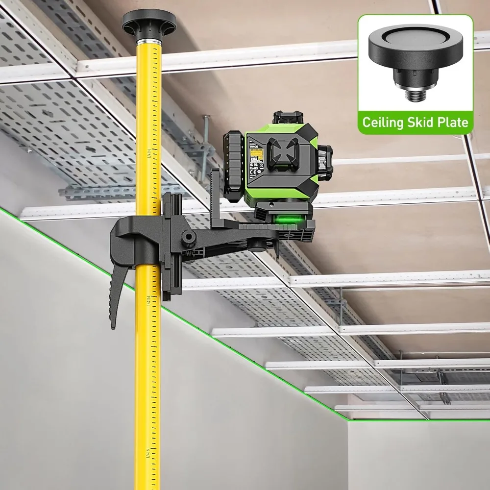 Professional Laser Level Pole with Tripod and Laser Mount for Rotary and Line Lasers, Adjustable Telescoping Laser Pole