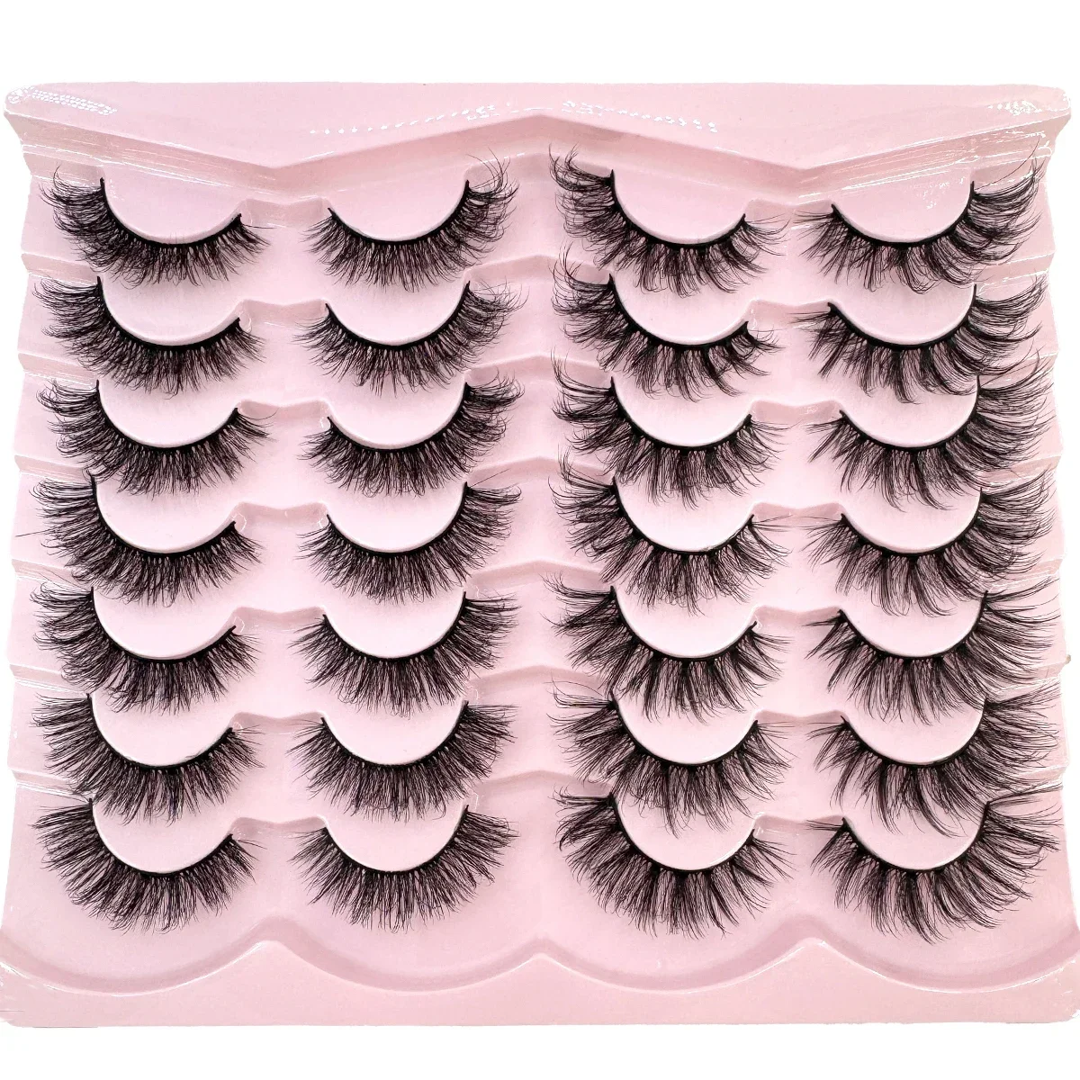 HBZGTLAD 14 pairs of fluffy eyelashes, thick rolled cat eye false eyelashes, natural long eyelash extension pack