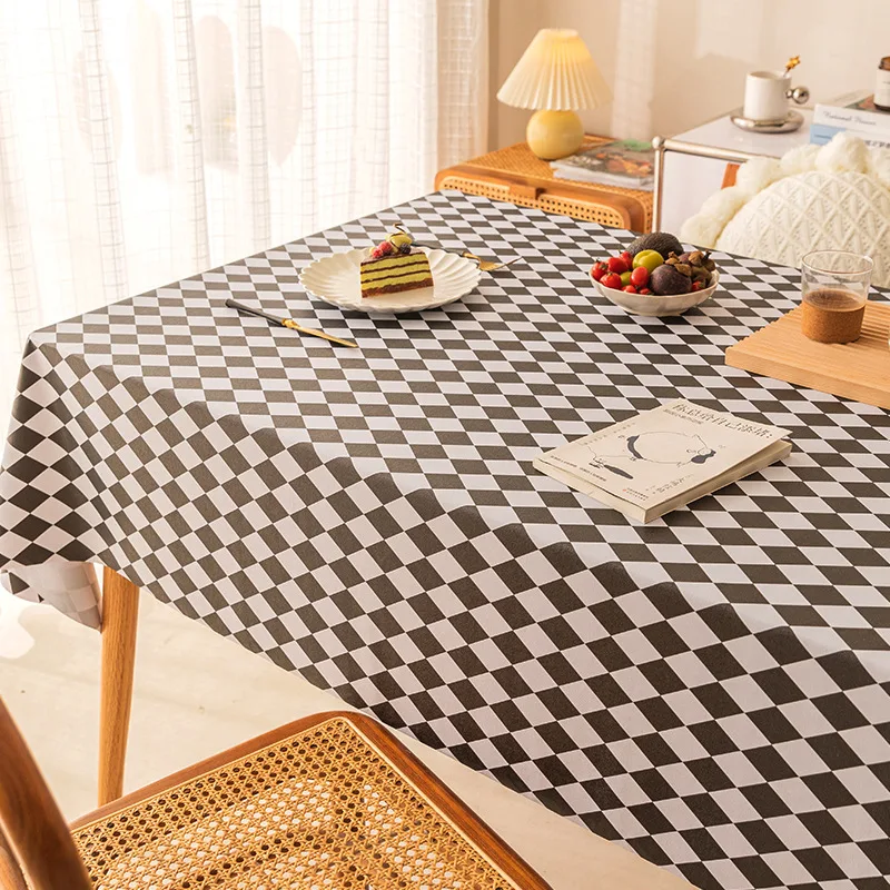 

ins style PVC tablecloth waterproof and oil-proof disposable coffee table tablecloth rectangular diamond tablecloth