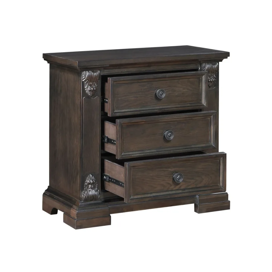 Elegant Design 3-Drawers Nightstand Traditional Vintage Bedroom Furniture 1pc Espresso Finish