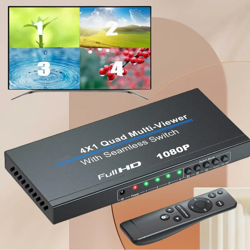 HDMI-compatible Quad Multi-viewer 4x1 Seamless Switch 1080P Full HD 4K@30Hz for CCTV Monitor Gaming