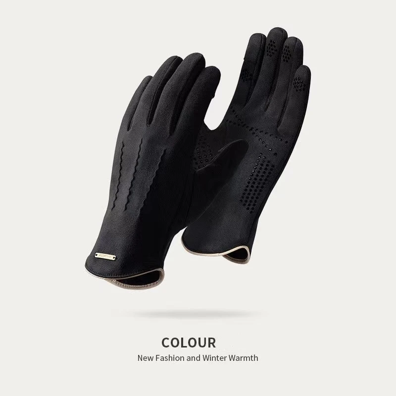 

Men's gloves autumn and winter padded cold warm riding driving outdoor touch screen full finger gloves