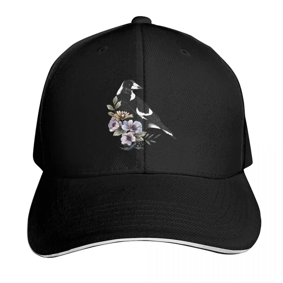Magpie Australian wild bird black and white Baseball Cap Men Women Casual Summer Sport Sun Cap