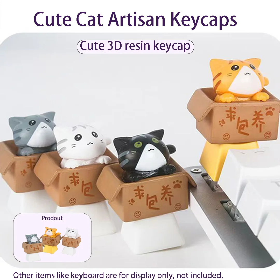3D Cat Keycap, Cute Animal R4 Key Cap for MX Switch Gaming Keyboard, Kawaii Gift