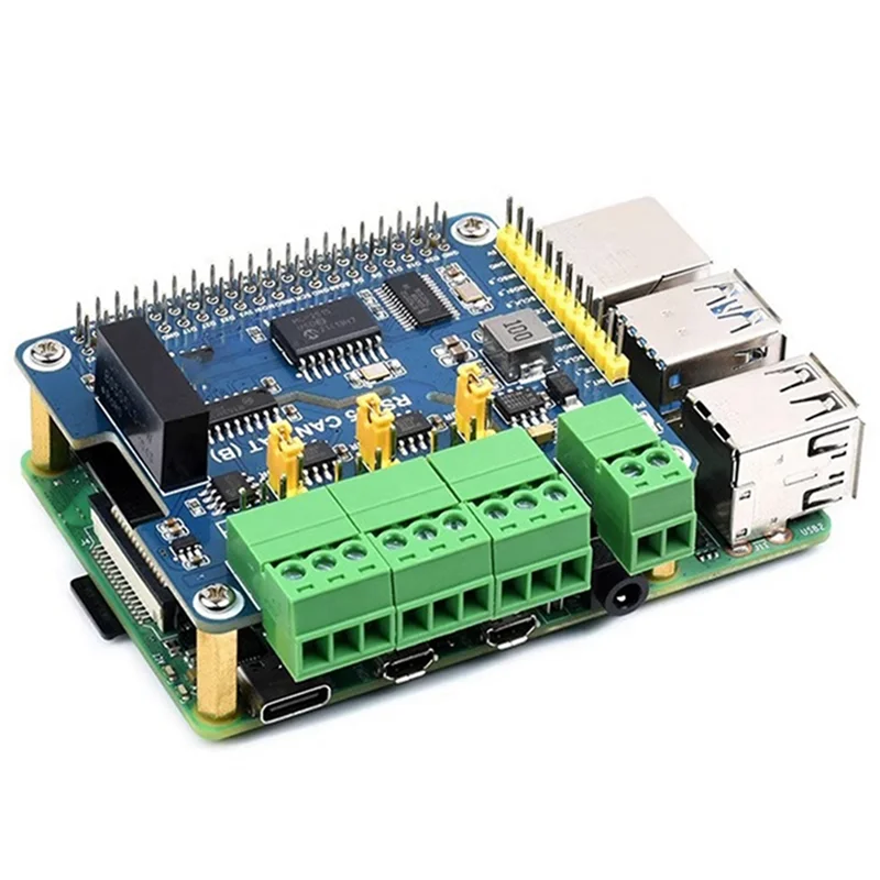 For Raspberry Pi 4B Isolated Dual Rs485 Can Interface Expansion Board Gigabit Ethernet Power Isolation Protection