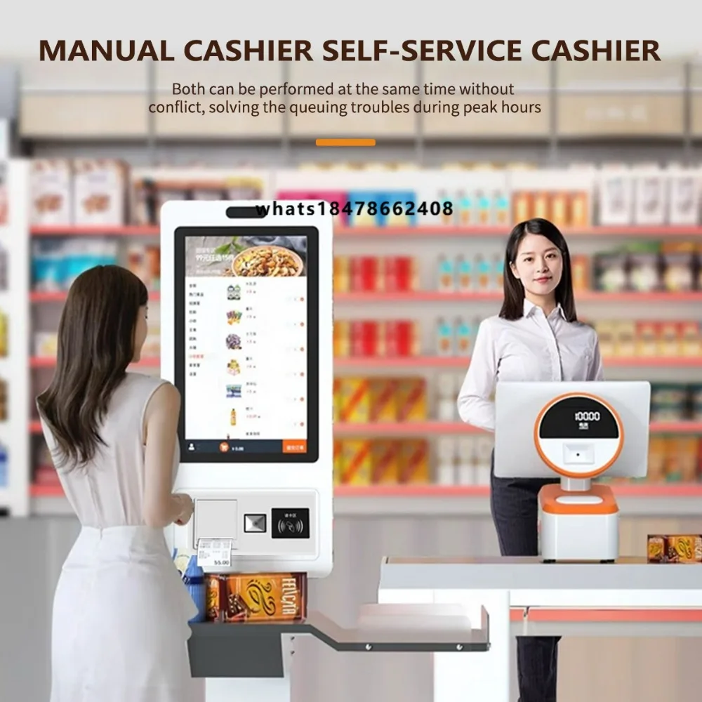 32 Inch Commercial Self Ordering Kiosk With Receipt Printer Self Service Terminal for Catering Retail