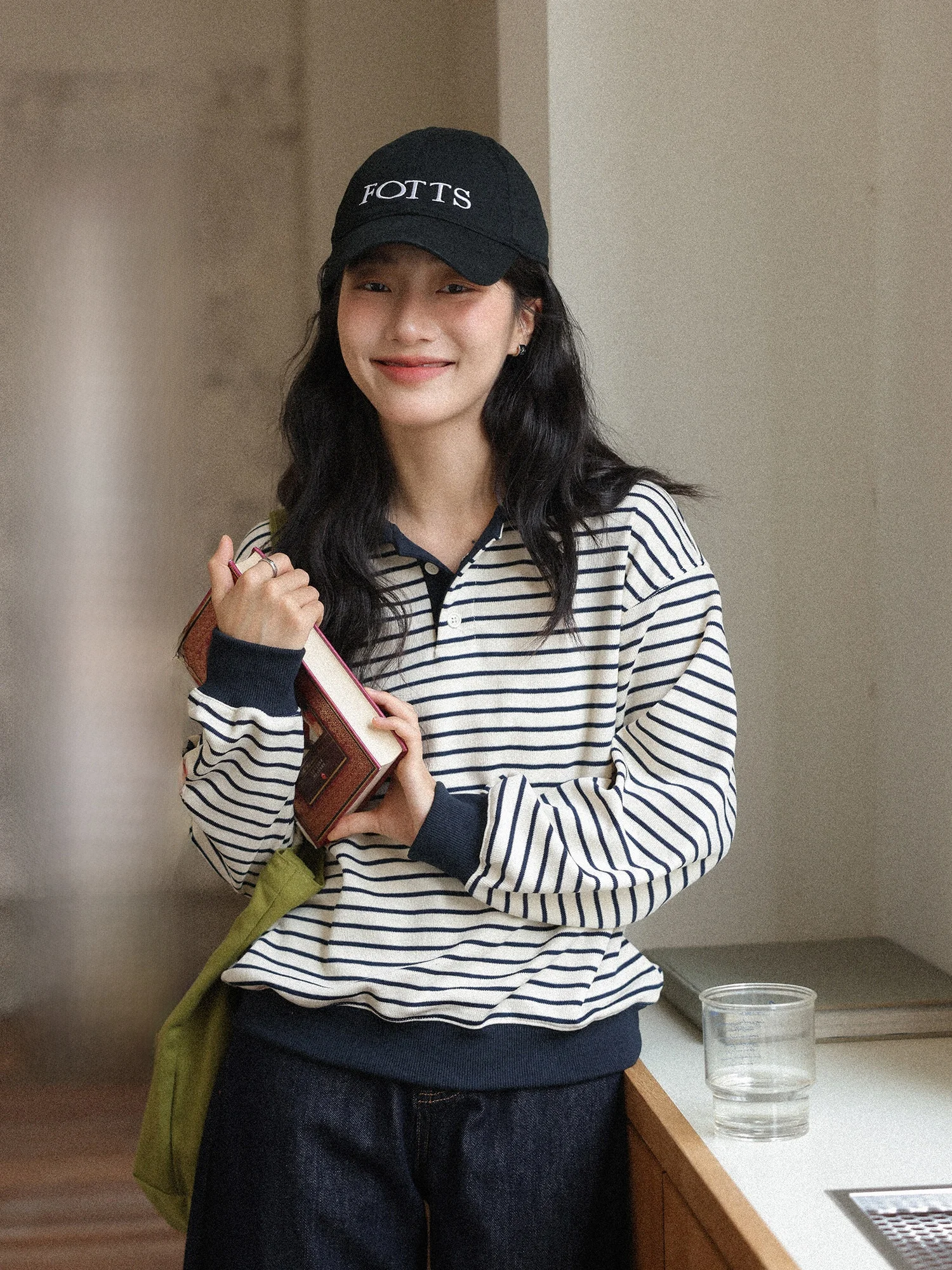 

Korean Sle Striped Collar Sweatirt Women's Loose Fit Spring New Arrival Casual Comfortable Top by Mixd