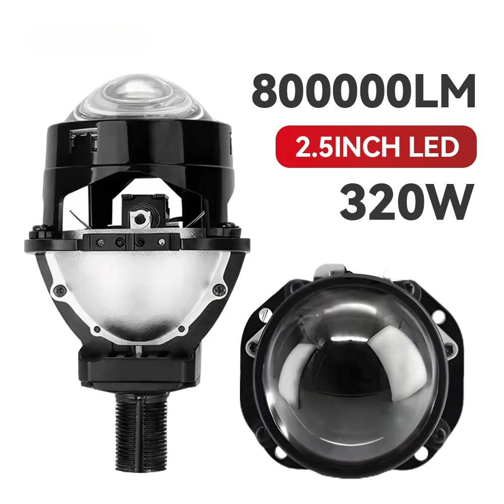 

2.5 Inch Bi Led Projector Lenses Led Light H4 H7 9005 9006 Car Headlight 320W 800000LM Angel Eye High Low Beam LED Auto Lamp Kit