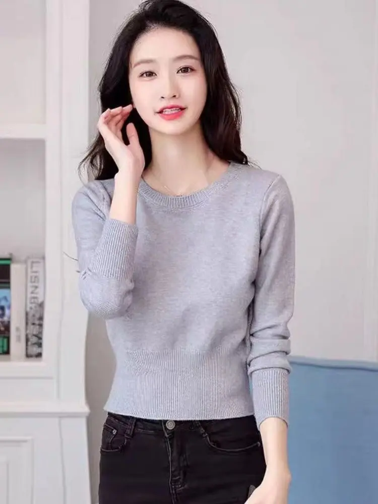 ارتفاع الخصر ort محبوك سترة المرأة جولة Ne البلوز الحلو Sle سليم صالح قطعتين مجموعة الخريف الشتاء وصول جديد