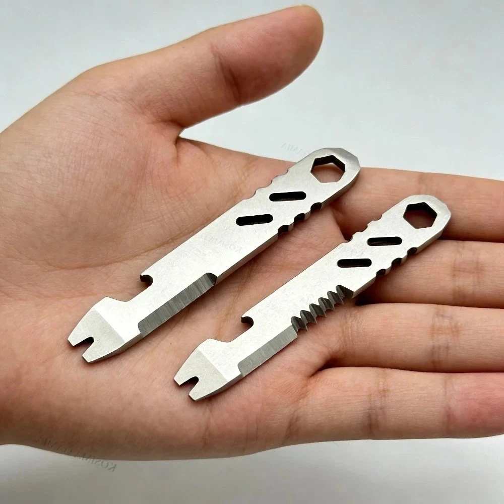 EDC Mini Multifunktions-Hebelwerkzeug aus Edelstahl mit Sechskantschlüssel und Flaschenöffner, Tragbares Outdoor-Fahrradreparaturwerkzeug für Überlebenssituationen