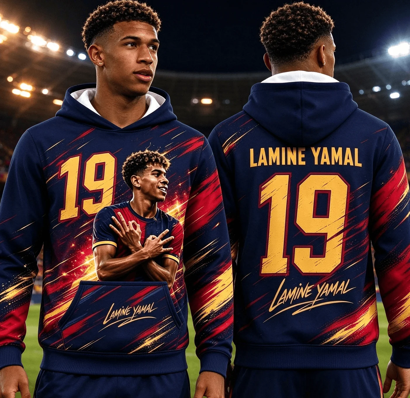 Autumn New Special Yamal #19 Print Hoodies for Men Women Long Sleeve Sportswear Parent-child Football Pullover Sports Kids Tops