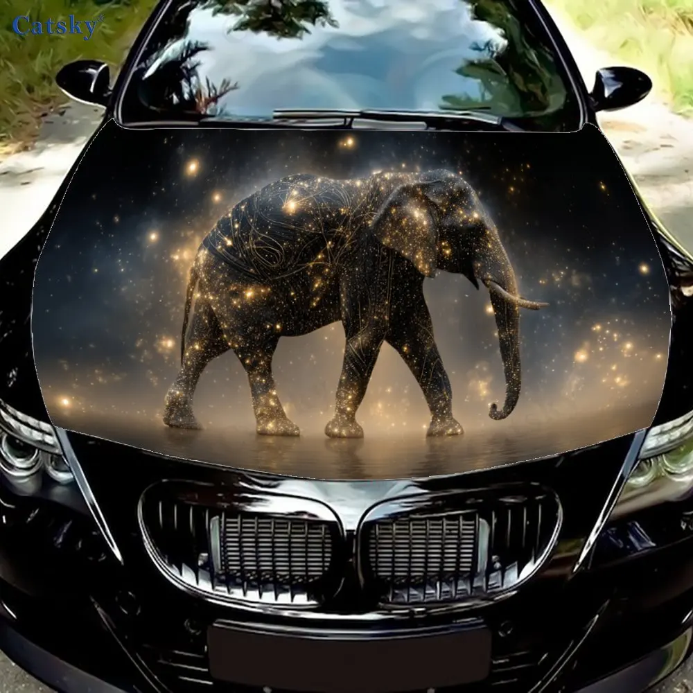 

Serene Starry Elephant Car hood decals, car cover decorative stickers, and vinyl wraps for cars, SUVs and trucks. Self-adhesive,
