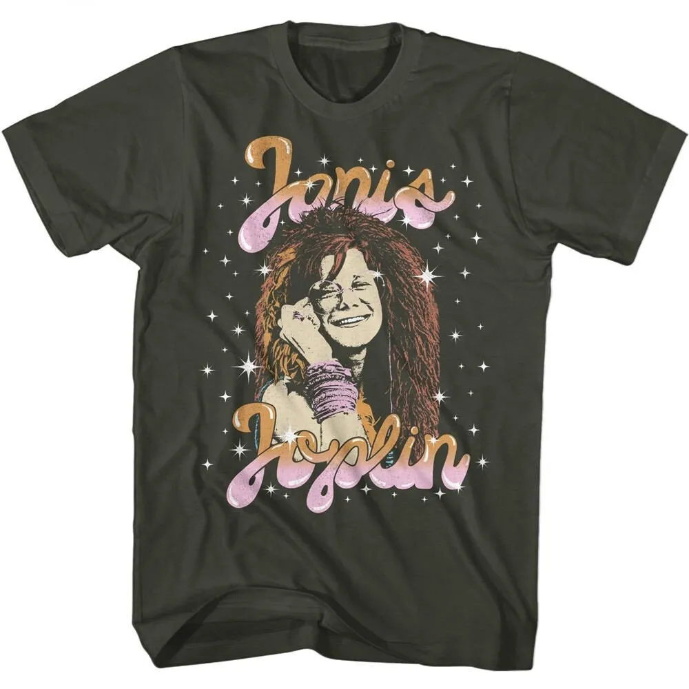 Janis Joplin Sparkle Smoke Adult T Shirt