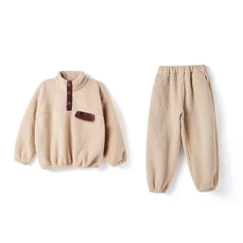 Children's Loungewear Children's Clothing Autumn and Winter Going Out Thickened Warm Suit Boys and Girls Pajamas
