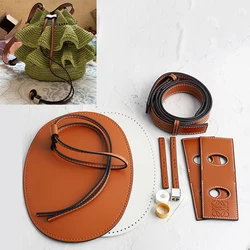 DIY Handmade Handbag Shoulder Strap Drawstring Woven Bag Set Bucket Bag Leather with Bag Bottom Belt Bag for Backpack Parts