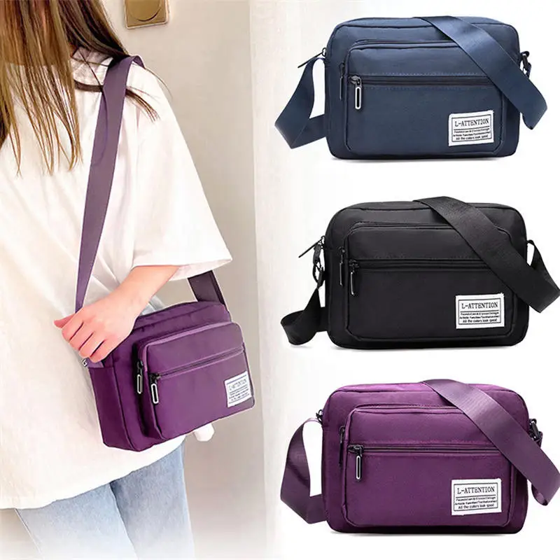 Multi Layered Crossbody Bag Solid Color Fashion Ladies Shoulder Bag Quality Oxford Zipper Crossbody Bags Mobile Phone Bag Wallet