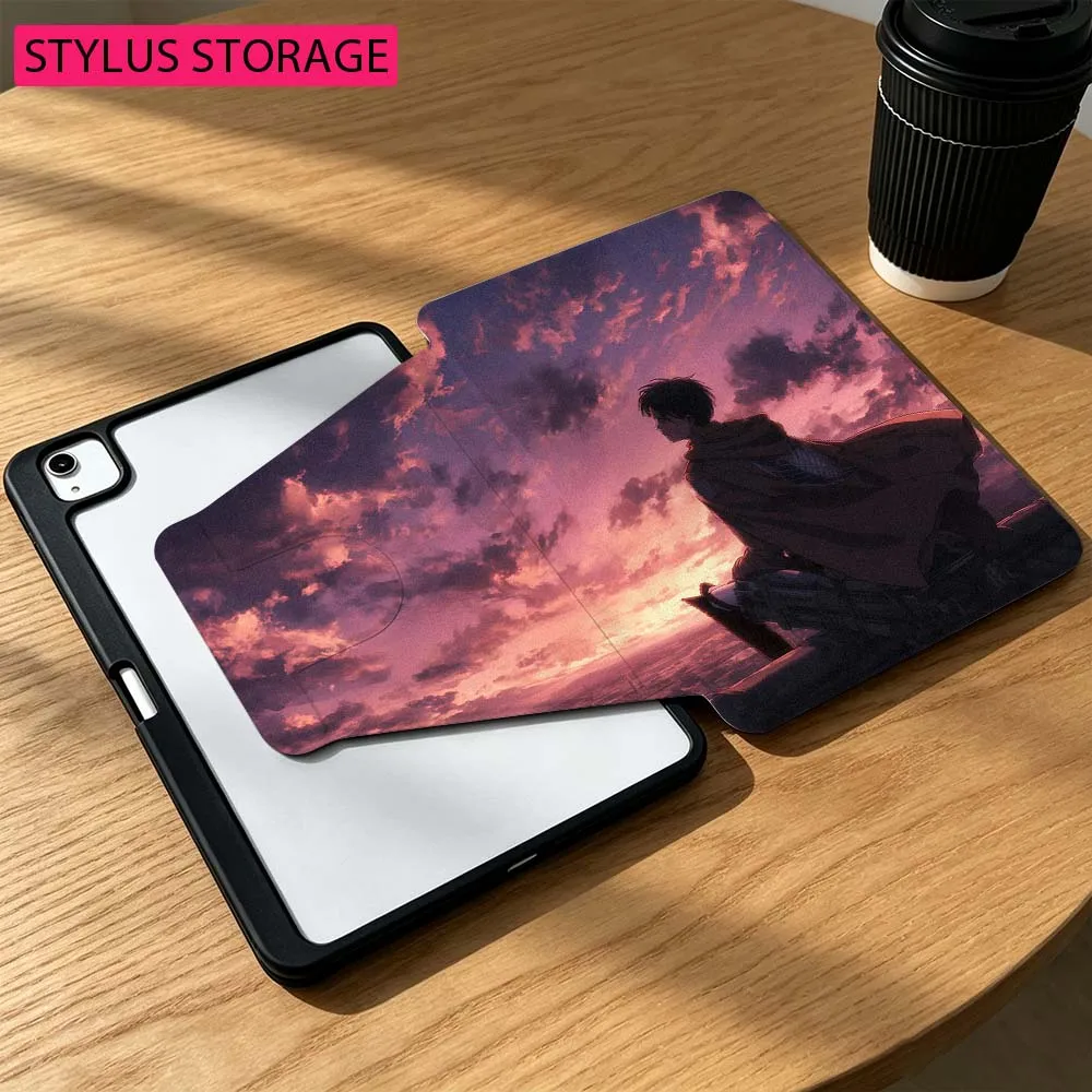 Anime A-Attack on Titan For iPad Mini Pro Air 5 6 7 8 9 gen 11 10.5 8.3 9.7 7.9 10.9 inch 360° Rotation Pen slot Tablet Case