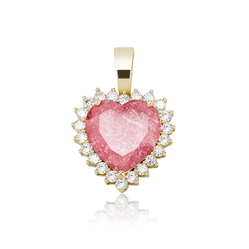 

Girls' Valentine's Day Gift Heart Colored Zircon Pendant Real Gold Plated Pendant Necklace Accessory