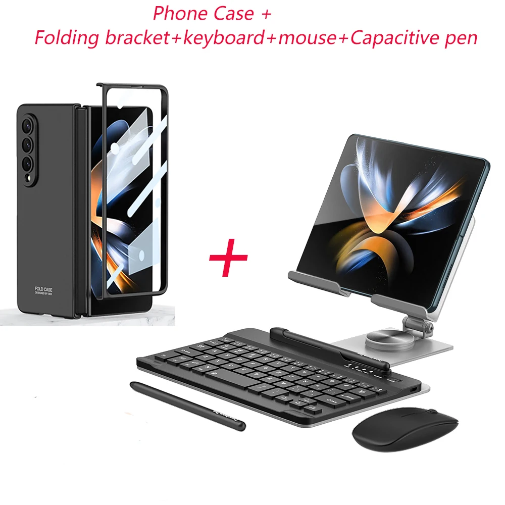 cover voor Samsung Galaxy 5 4 3 2 hoesje met Bluetooth-toetsenbord muispen Metalen opvouwbare beugel Telefoonhoesje met schermbeschermer