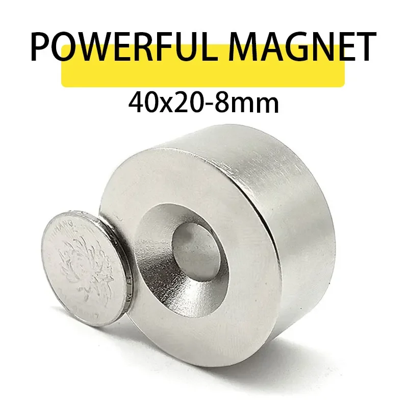 1/2/3/5PCS 40x20-8mm  Neodymium Magnet 40mm x 20mm Hole 8mm Round Super Powerful Strong Permanent Magnetic Disc