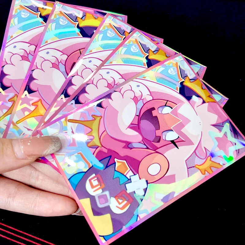 60 PCS Pokémon Tinkaton Mangas de Cartão Laser Brilho Rosa Bonito Anime Girl PTCG Cartões de Negociação Capa Protetora