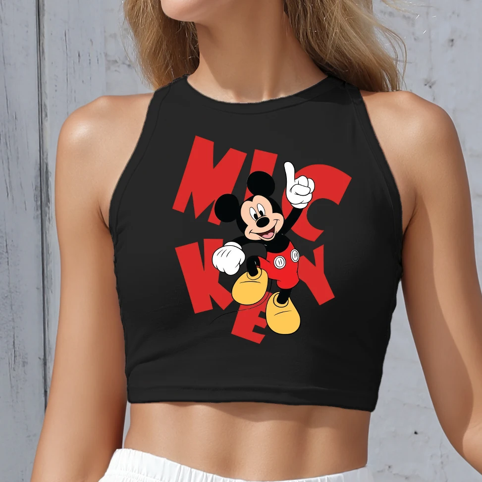 

Summer Vest Tees Women Sexy Slim Fit Top Sleeveless Tshirt Casual Y2K Tank Tops Harajuku Camisole Disney Mickey Crop Tops