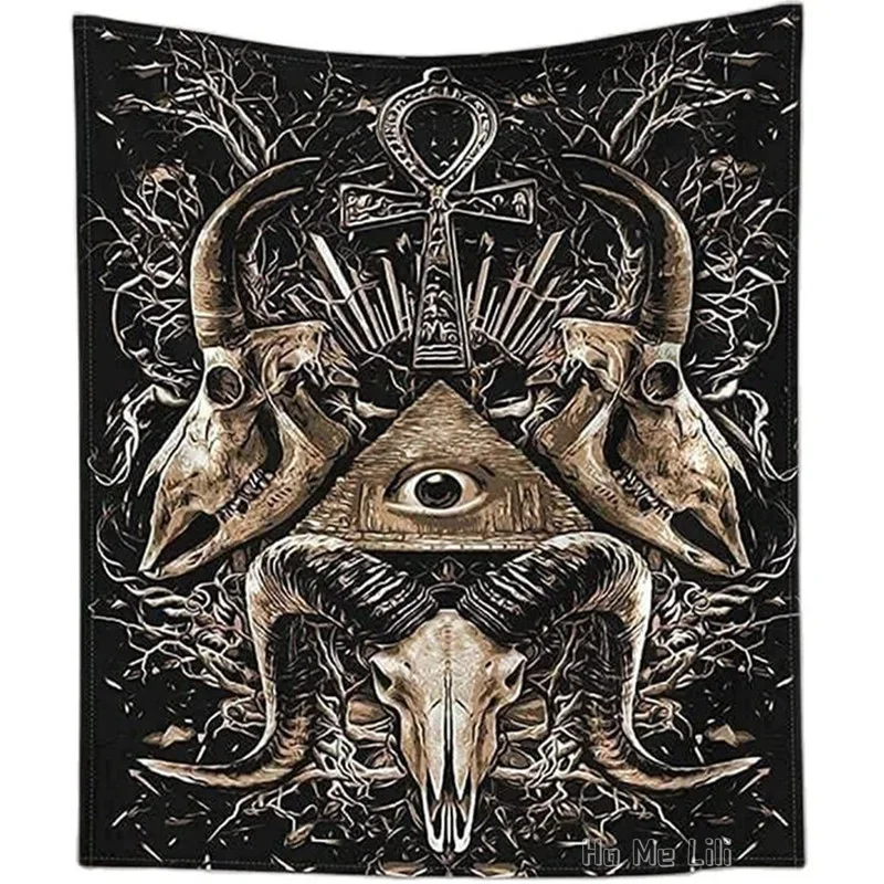 Evil Skull Egypt Eye Deer Pyrami Wall Hanging By Ho Me Lili Tapestry For Bedroom Living Room Dorm Home Decoration