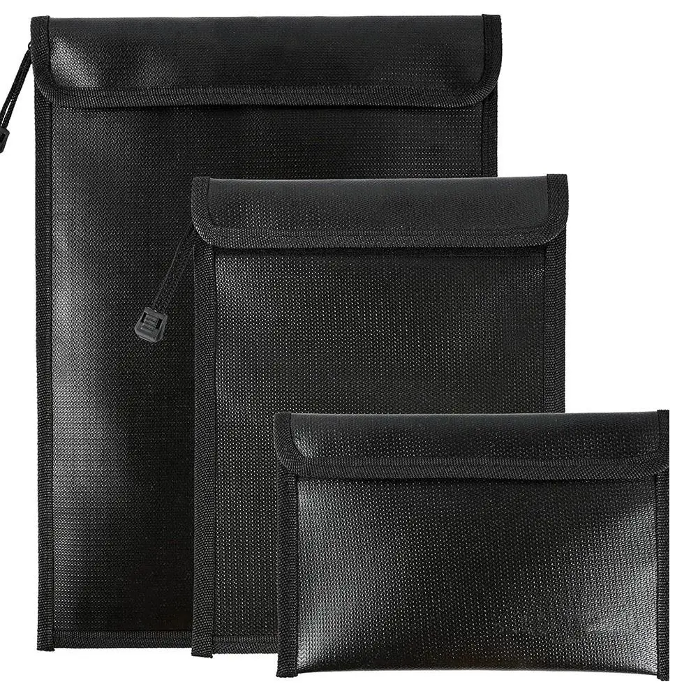 Waterproof Fireproof Document Bag Portable S/M/L Fireproof Shielding Folder Heat-resistant Zipper Closure