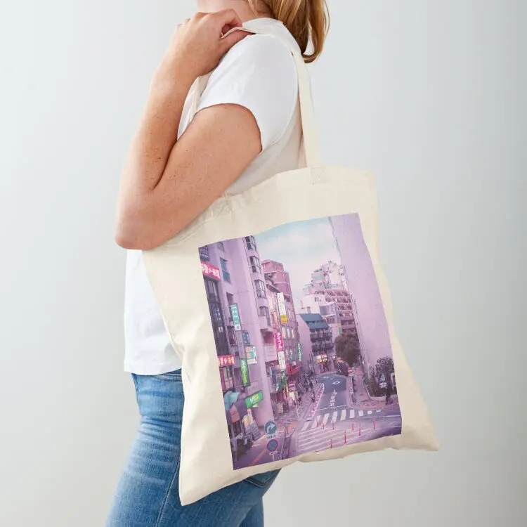 Pink City Pop Aesthetic Tokyo Japan Poster Vaporwave lofi moody vibe Tote Bag tote bag men's bag for beach