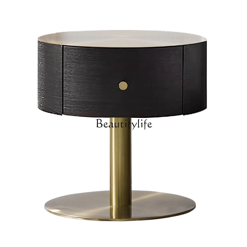 

Modern Light Luxury round Bedside Stainless Steel Simple Mini Creative Fashion Bed Cabinet