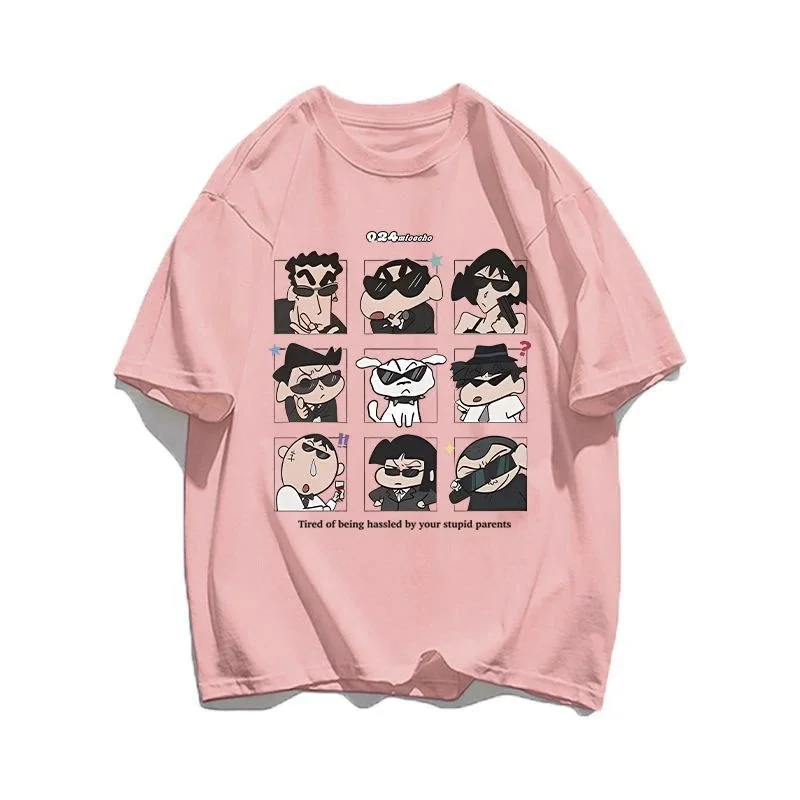 2026 Summer Women's Clothes Streetwear Crayon Shin Chan Print Cartoon T-Shirt Tops Men's and Women's Kids Clothes Cotton T Shirt