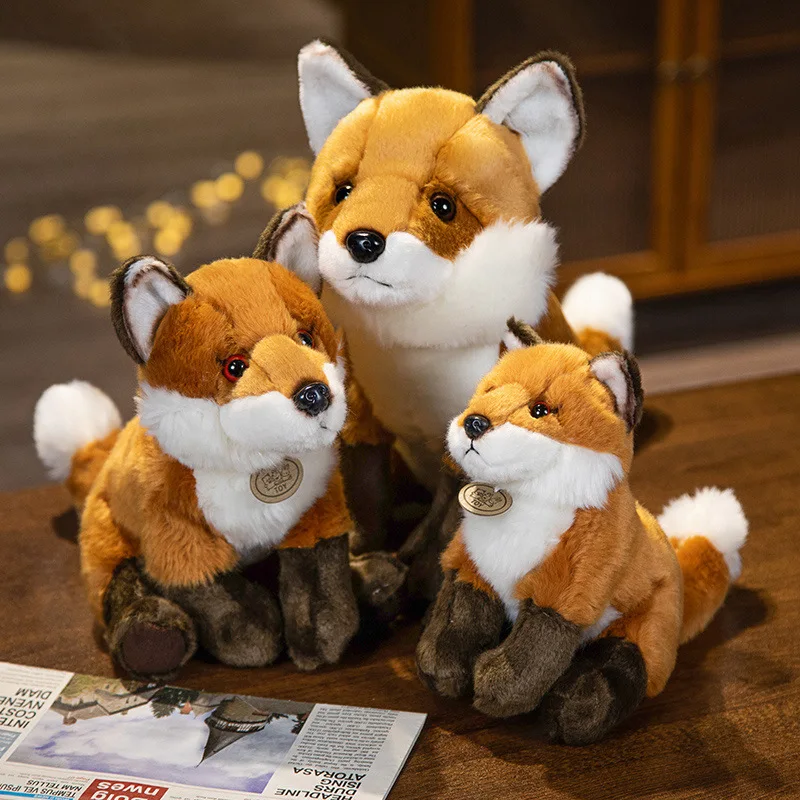 Cute Simulation Fox Plush Toy Kawaii Stuffed Wild Animals Lovely Lifelike Plushies Fox Soft Kids Toys Birthday Gifts Home Decor