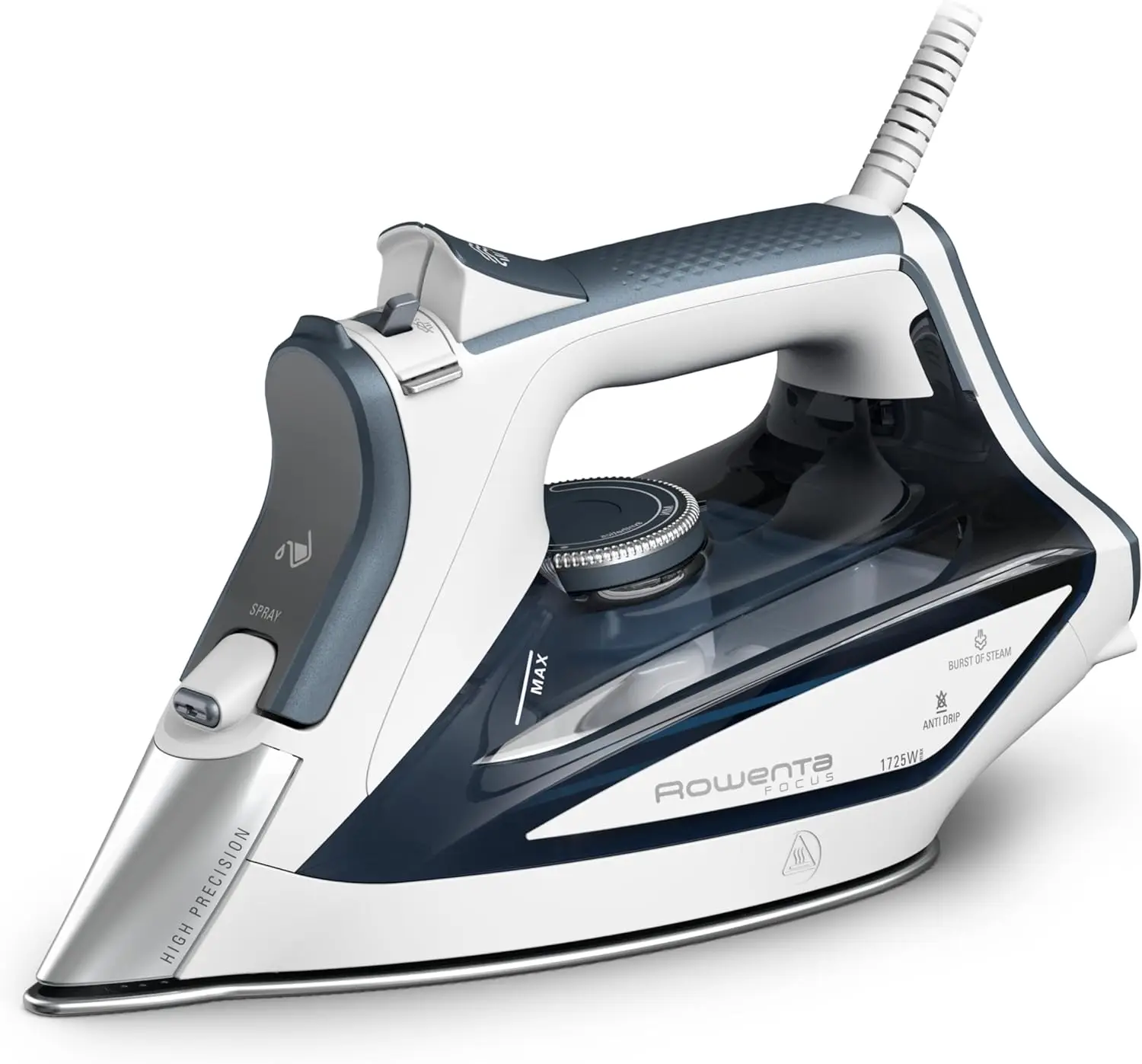 

Stainless Steel Soleplate Steam Iron for Clothes, 400 Microsteam Holes, Powerful steam blast,Leakproof,Ironing,Blue Clothes Iron