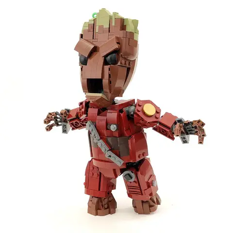 595Pcs Moc Galaxy Guardian Custom Baby Groot Model Building Blocks DIY Creative Assembly Bricks Toy Boys Present