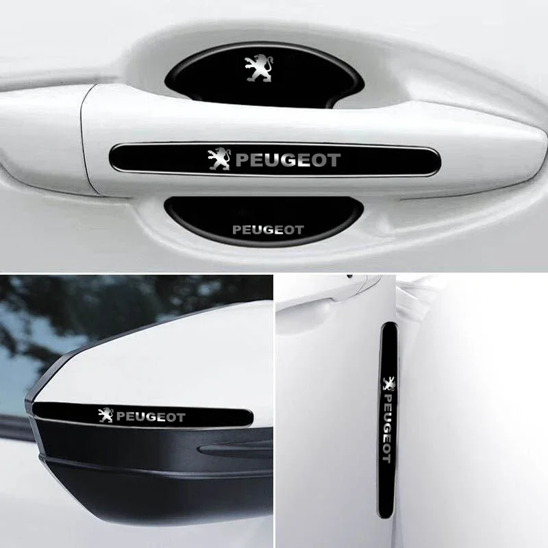 Protector de manija de puerta de coche, tira anticolisión y protector de cuenco antirrayas para Peugeot 208 2008 308 3008 408 508 5008 4008 206 307 RCZ