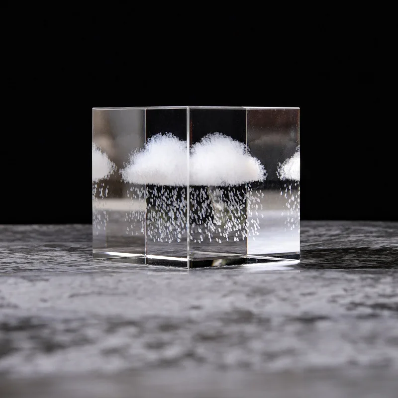 

Creative Raining Clouds Transparent Figurine Mini Crystal Cube Crafts Ornaments Couple Birthday Gifts For Office Room Decoration