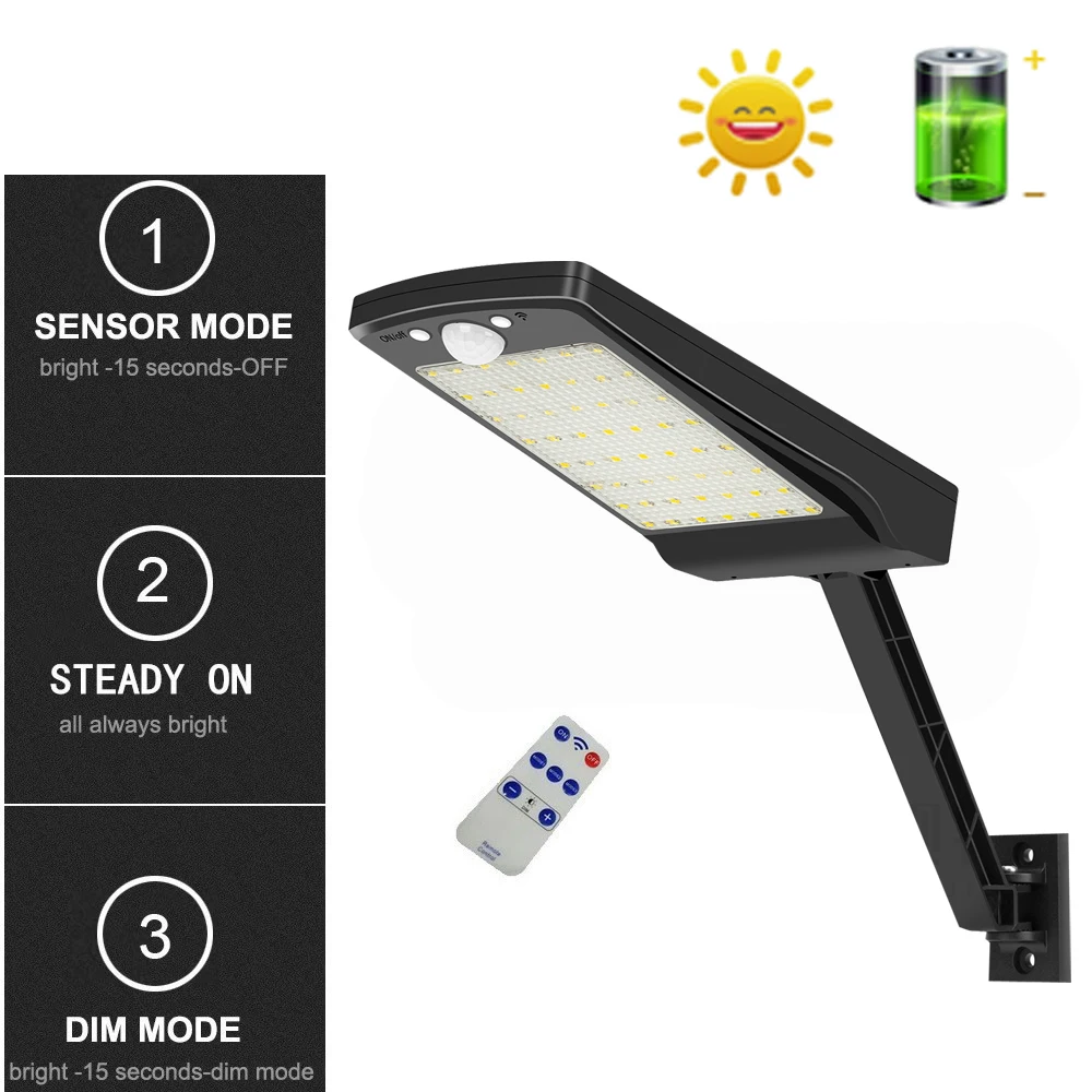 Solar Wall Light Spotlights Security Emergency solar led light outdoor Waterproof PIR Motion Sensor street #