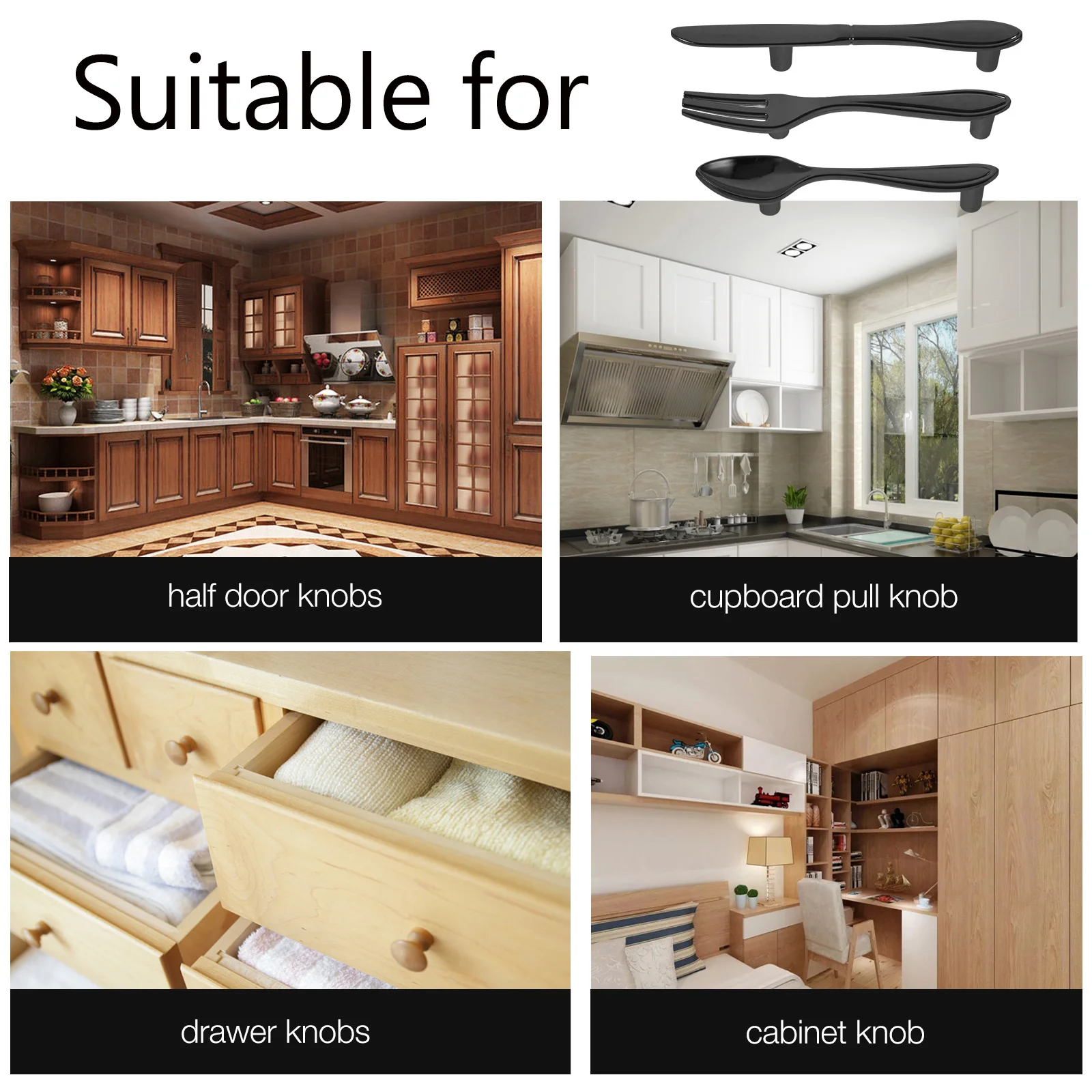 

3Pcs Tableware Design Drawer Knobs Rustproof Cabinet Pulls for Home Office Hotel Restaurant Simple Elegant Furniture Hardware