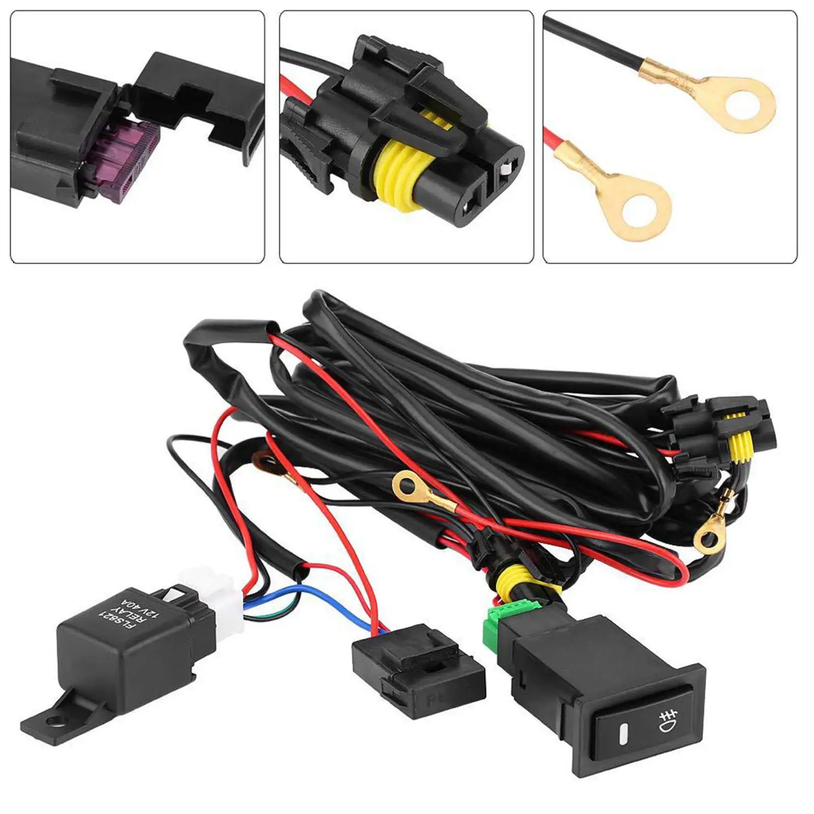 

Fog Lights Wiring Harness Set 12V 40A Relay Automotive Modification Car Accessories Spare Parts Replacement Vehicle Assembly