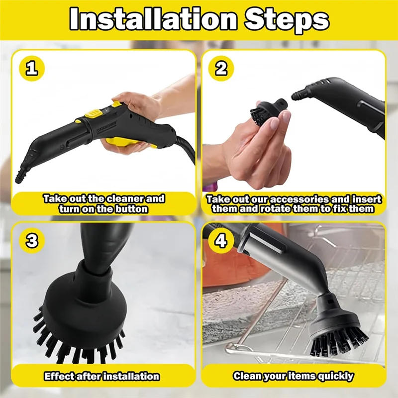 A74G-accessoire de brosse ronde pour nettoyeurs à vapeur Karcher SC1 SC2 SC3 SC4 SC5 CTK10 CTK20