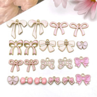 10/20pcs Pink Enamel Bow Charm Set - DIY Jewelry Making Supplies for Necklaces, Earrings & Bracelets
