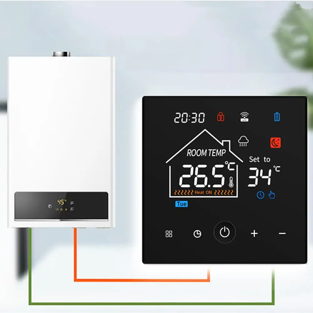 Child Safety Lock 86*86*24 MM Gas Boiler Controller Celsius Fahrenheit Switch Energy Optimization Modes Home Automation