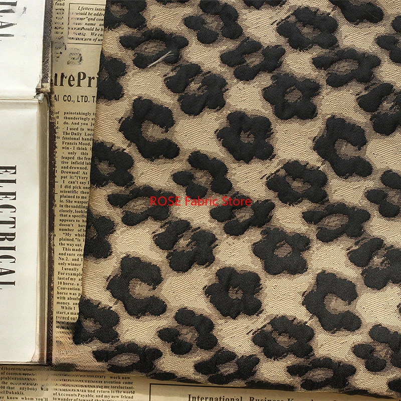 1 Meter Black Plum Blossom Embossed Jacquard Fabric Luggage Bag Shoes Clothing Decorative Sewing Fabric