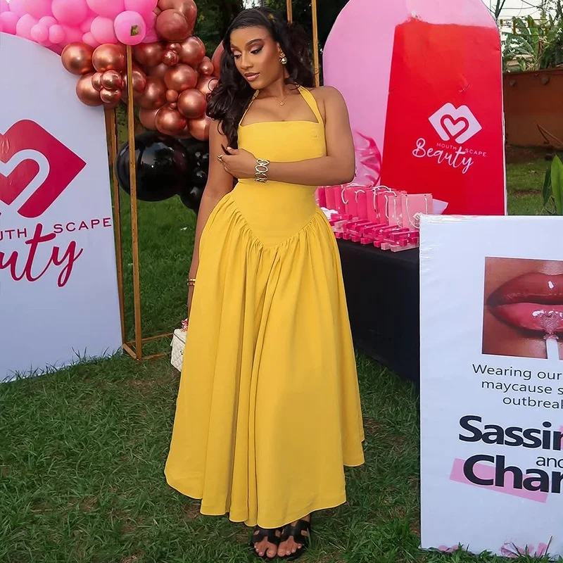 

Элегантное летнее платье А-силуэта с плиссированной талией, стройнящее, сексуальное, с принтом, для повседневной носки, из полиэстера